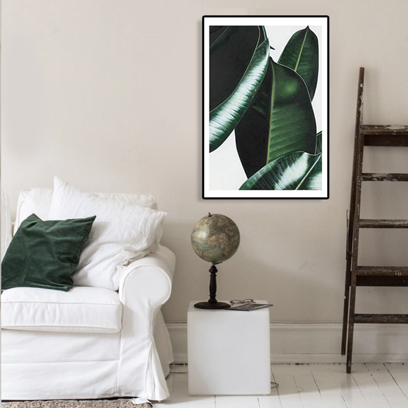 Nordic Photographs Leaves Art Print Boys Bedroom Wall Decor in Green on White, Textured Clearhalo 'Art Gallery' 'Canvas Art' 'Contemporary Art Gallery' 'Modern' Arts' 1766127
