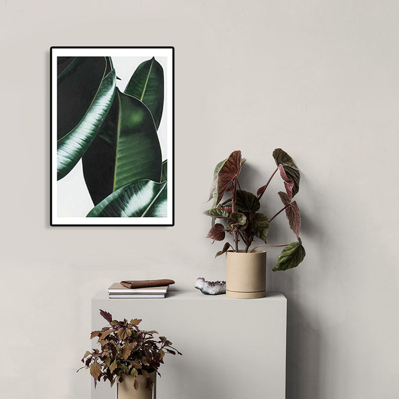 Nordic Photographs Leaves Art Print Boys Bedroom Wall Decor in Green on White, Textured Clearhalo 'Art Gallery' 'Canvas Art' 'Contemporary Art Gallery' 'Modern' Arts' 1766128
