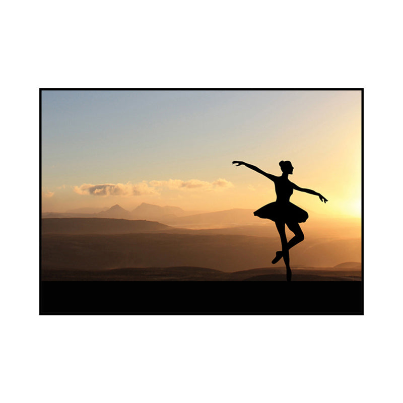 Beautiful Photo Sunset Ballerina Canvas Wall Art for Girls Bedroom, Pastel Color Clearhalo 'Art Gallery' 'Canvas Art' 'Contemporary Art Gallery' 'Modern' Arts' 1766143