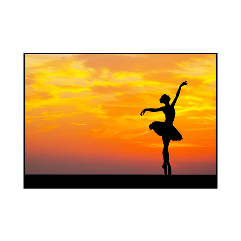 Beautiful Photo Sunset Ballerina Canvas Wall Art for Girls Bedroom, Pastel Color Clearhalo 'Art Gallery' 'Canvas Art' 'Contemporary Art Gallery' 'Modern' Arts' 1766150