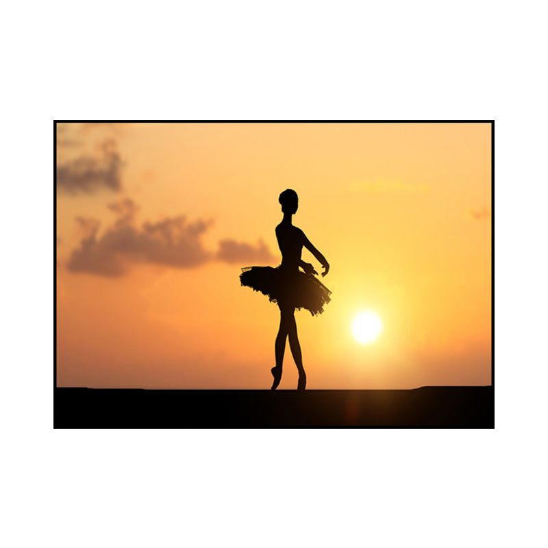 Beautiful Photo Sunset Ballerina Canvas Wall Art for Girls Bedroom, Pastel Color Clearhalo 'Art Gallery' 'Canvas Art' 'Contemporary Art Gallery' 'Modern' Arts' 1766158