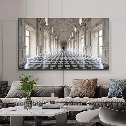 Grand Hall Building View Painting Brown Contemporary Wall Art Print for Dining Room Clearhalo 'Art Gallery' 'Canvas Art' 'Contemporary Art Gallery' 'Modern' Arts' 1766161
