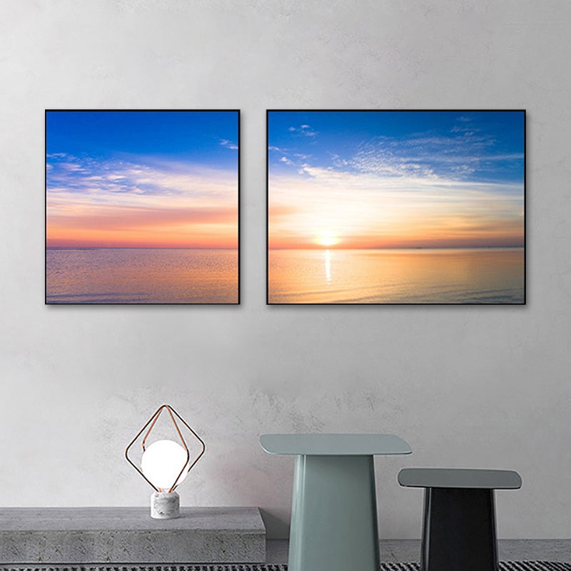 Sunset Sea Scenery Canvas Art Tropical Multi-Piece Wall Decor in Pastel Color for Home Clearhalo 'Art Gallery' 'Canvas Art' 'Coastal Art Gallery' 'Nautical' Arts' 1766195