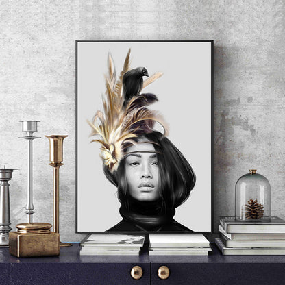 Canvas Textured Art Print Modern Style Fashionable Figure Painting, Multiple Sizes Black Clearhalo 'Art Gallery' 'Canvas Art' 'Contemporary Art Gallery' 'Modern' Arts' 1766201