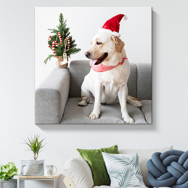 Canvas Textured Painting Childrens'Art Pet Dog Wall Decor, Multiple Sizes Options White Clearhalo 'Art Gallery' 'Canvas Art' 'Kids' Arts' 1766236