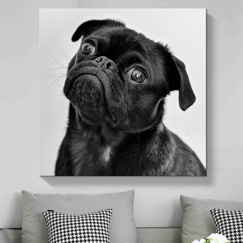 Canvas Textured Painting Childrens'Art Pet Dog Wall Decor, Multiple Sizes Options Black Clearhalo 'Art Gallery' 'Canvas Art' 'Kids' Arts' 1766242