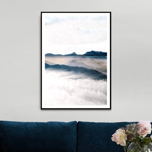 Modern Scenery Foggy Mountain Canvas Print White Textured Wall Art for Living Room White Clearhalo 'Art Gallery' 'Canvas Art' 'Contemporary Art Gallery' 'Modern' Arts' 1766259