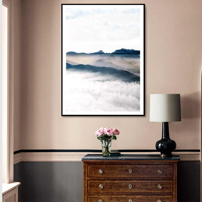 Modern Scenery Foggy Mountain Canvas Print White Textured Wall Art for Living Room Clearhalo 'Art Gallery' 'Canvas Art' 'Contemporary Art Gallery' 'Modern' Arts' 1766261