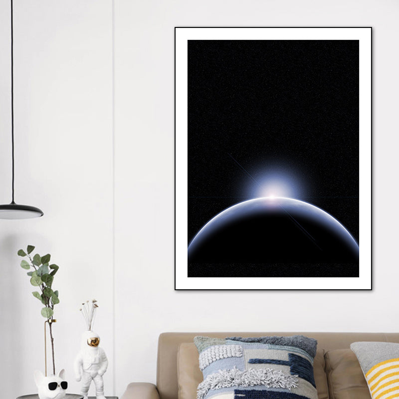 Black Outer Space Canvas Print Textured Wall Art Decor for Bathroom, Multiple Sizes Black Clearhalo 'Art Gallery' 'Canvas Art' 'Contemporary Art Gallery' 'Modern' Arts' 1766266