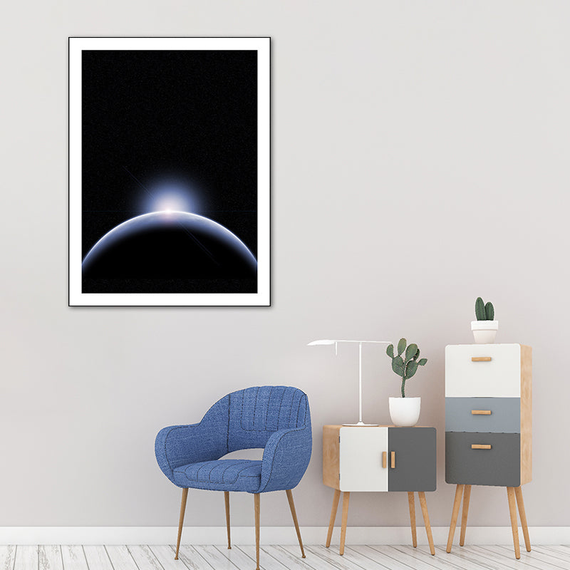 Black Outer Space Canvas Print Textured Wall Art Decor for Bathroom, Multiple Sizes Clearhalo 'Art Gallery' 'Canvas Art' 'Contemporary Art Gallery' 'Modern' Arts' 1766268