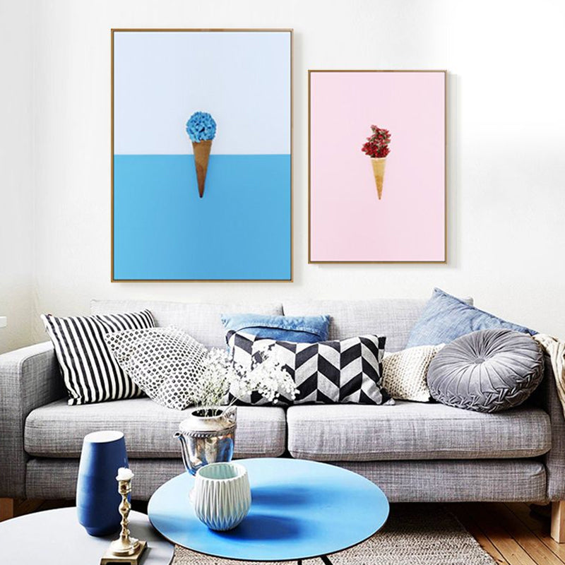 Novel Still-Life Canvas Print Pastel Color Modern Style Painting for Living Room Clearhalo 'Art Gallery' 'Canvas Art' 'Contemporary Art Gallery' 'Modern' Arts' 1766273