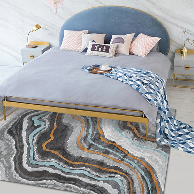 Stylish Modernism Rug Multicolor Watercolor and Swirl Striped Pattern Rug Pet Friendly Anti-Slip Washable Area Rug for Decoration Grey Clearhalo 'Area Rug' 'Modern' 'Rugs' Rug' 1766305