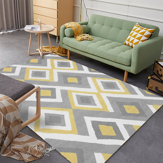 Moroccan Geometric Pattern Rug Grey and Yellow Polyester Rug Washable Pet Friendly Non-Slip Area Rug for Living Room Clearhalo 'Area Rug' 'Bohemian' 'Rugs' Rug' 1766326