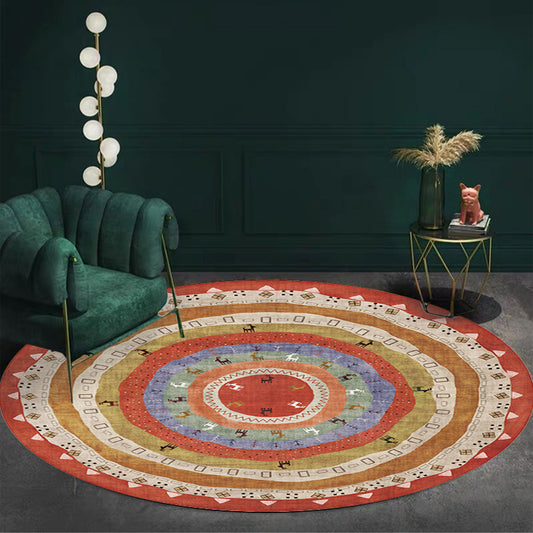 Retro Tribal Circles Pattern Rug Yellow and Red Polyester Rug Washable Pet Friendly Anti-Slip Carpet for Living Room Clearhalo 'Area Rug' 'Rugs' 'Shabby Chic' Rug' 1766385