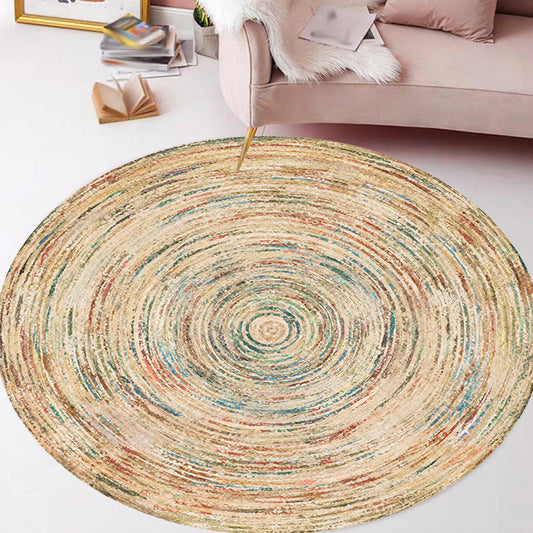 Retro Tribal Circles Pattern Rug Yellow and Red Polyester Rug Washable Pet Friendly Anti-Slip Carpet for Living Room Light Yellow Clearhalo 'Area Rug' 'Rugs' 'Shabby Chic' Rug' 1766395