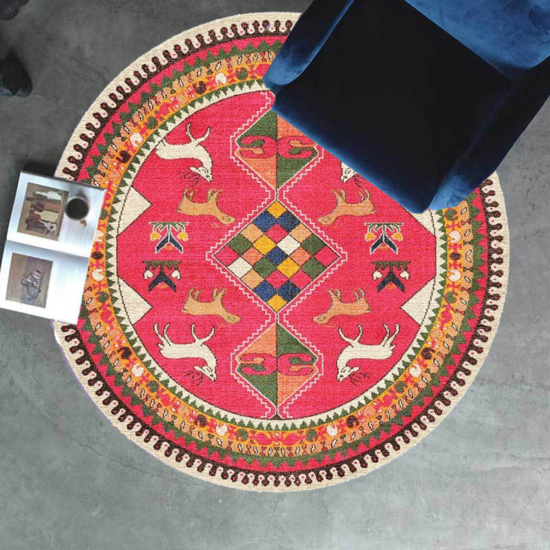 Retro Tribal Circles Pattern Rug Yellow and Red Polyester Rug Washable Pet Friendly Anti-Slip Carpet for Living Room Clearhalo 'Area Rug' 'Rugs' 'Shabby Chic' Rug' 1766402