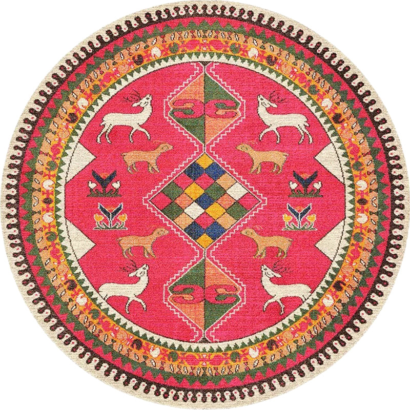 Retro Tribal Circles Pattern Rug Yellow and Red Polyester Rug Washable Pet Friendly Anti-Slip Carpet for Living Room Clearhalo 'Area Rug' 'Rugs' 'Shabby Chic' Rug' 1766403