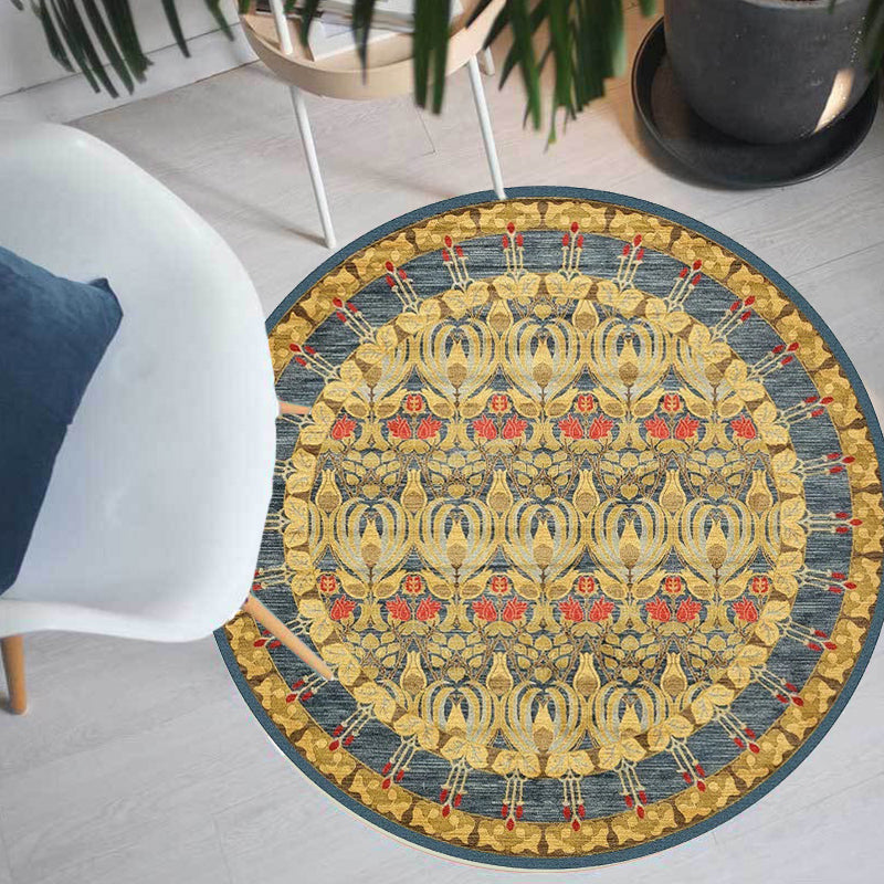 Retro Tribal Circles Pattern Rug Yellow and Red Polyester Rug Washable Pet Friendly Anti-Slip Carpet for Living Room Clearhalo 'Area Rug' 'Rugs' 'Shabby Chic' Rug' 1766405