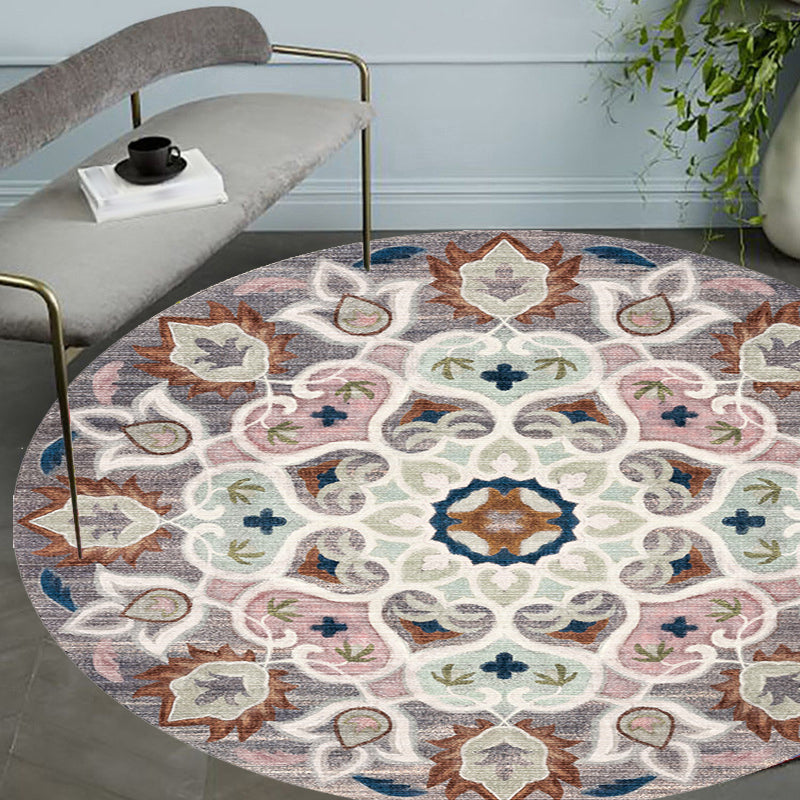 Retro Tribal Circles Pattern Rug Yellow and Red Polyester Rug Washable Pet Friendly Anti-Slip Carpet for Living Room Clearhalo 'Area Rug' 'Rugs' 'Shabby Chic' Rug' 1766408