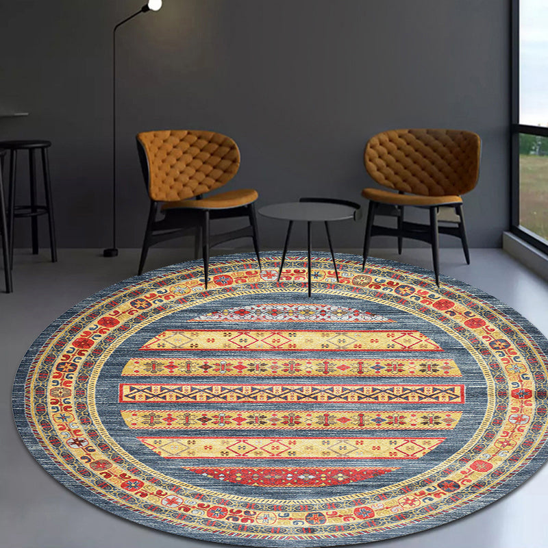 Retro Tribal Circles Pattern Rug Yellow and Red Polyester Rug Washable Pet Friendly Anti-Slip Carpet for Living Room Yellow Clearhalo 'Area Rug' 'Rugs' 'Shabby Chic' Rug' 1766410