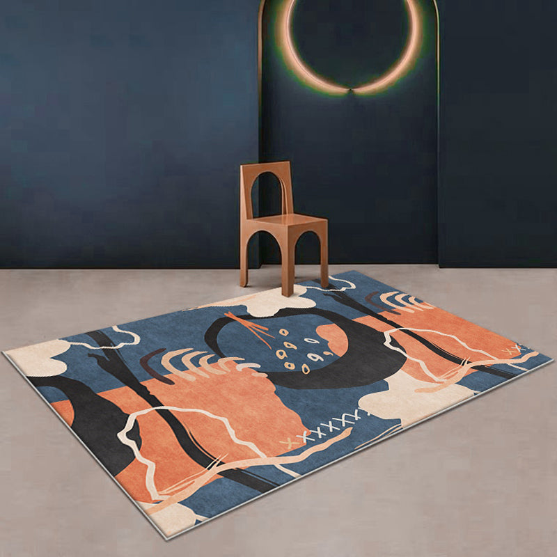 Funky Nordic Rug Orange and Blue Abstract Rug Pet Friendly Anti-Slip Washable Area Rug for Decoration Blue Clearhalo 'Area Rug' 'Rug' 1766456
