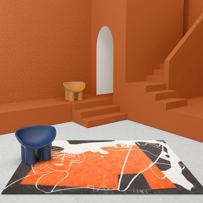 Orange and Black Abstract Rug Polyester Modern Rug Washable Anti-Slip Pet Friendly Area Rug for Living Room Orange Clearhalo 'Area Rug' 'Rug' 1766464
