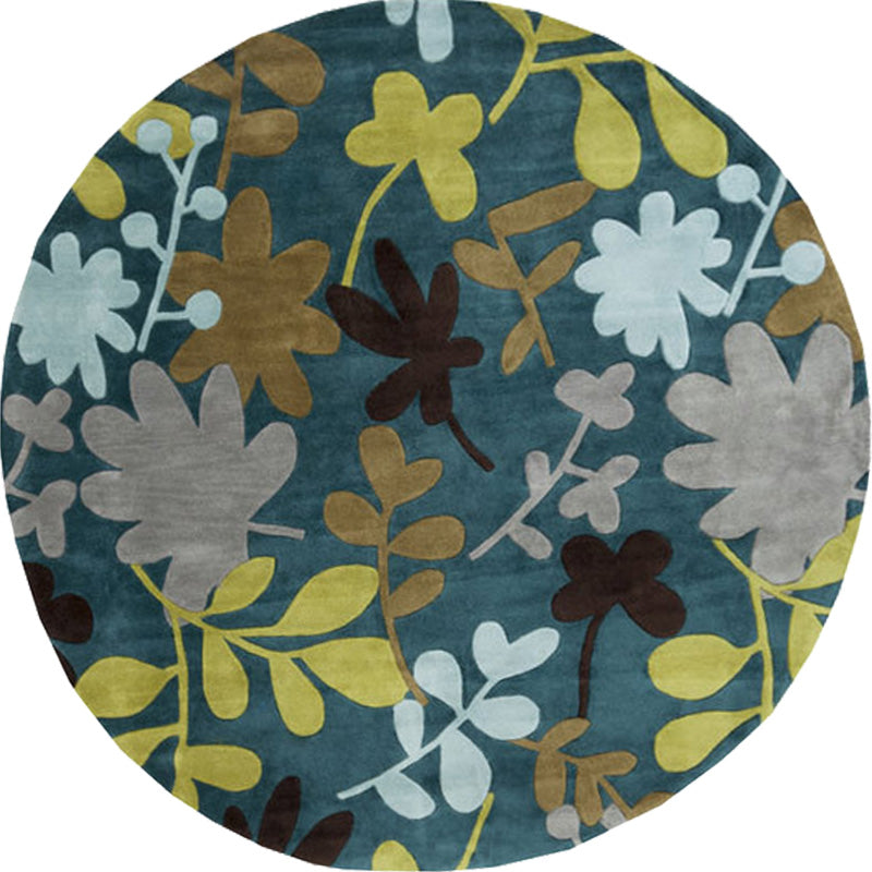 Retro Botanical Pattern Rug Black and Grey Bohemian Rug Polyester Pet Friendly Non-Slip Backing Washable Area Rug for Living Room Clearhalo 'Area Rug' 'Bohemian' 'Rugs' Rug' 1766473