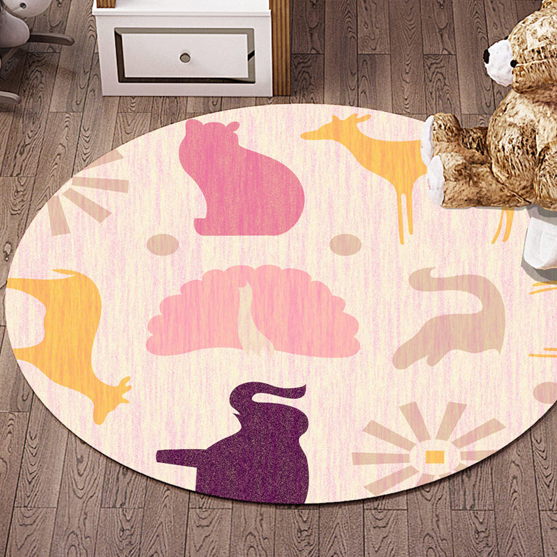 Multicolor Flower Pattern Rug with Star and Heart Polyester Kids Rug Washable Anti-Slip Pet Friendly Area Rug for Children's Room Yellow Clearhalo 'Area Rug' 'Rug' 1766495