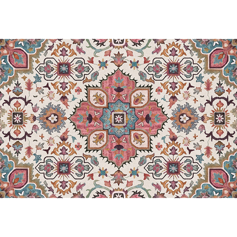 Traditional Tribal Flower Pattern Rug Multicolor Moroccan Rug Polyester Pet Friendly Non-Slip Backing Washable Area Rug for Living Room Clearhalo 'Area Rug' 'Moroccan' 'Rugs' Rug' 1766499