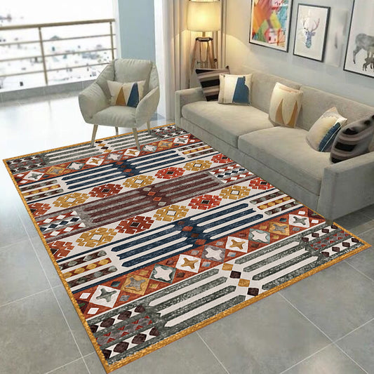 Traditional Tribal Flower Pattern Rug Multicolor Moroccan Rug Polyester Pet Friendly Non-Slip Backing Washable Area Rug for Living Room Clearhalo 'Area Rug' 'Moroccan' 'Rugs' Rug' 1766506