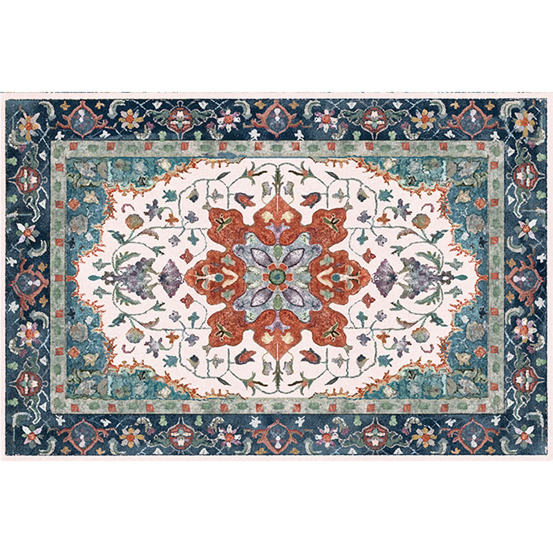 Traditional Tribal Flower Pattern Rug Multicolor Moroccan Rug Polyester Pet Friendly Non-Slip Backing Washable Area Rug for Living Room Clearhalo 'Area Rug' 'Moroccan' 'Rugs' Rug' 1766510