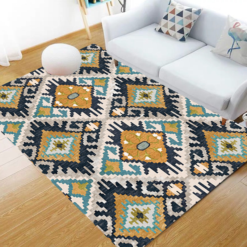 Traditional Tribal Flower Pattern Rug Multicolor Moroccan Rug Polyester Pet Friendly Non-Slip Backing Washable Area Rug for Living Room Clearhalo 'Area Rug' 'Moroccan' 'Rugs' Rug' 1766512