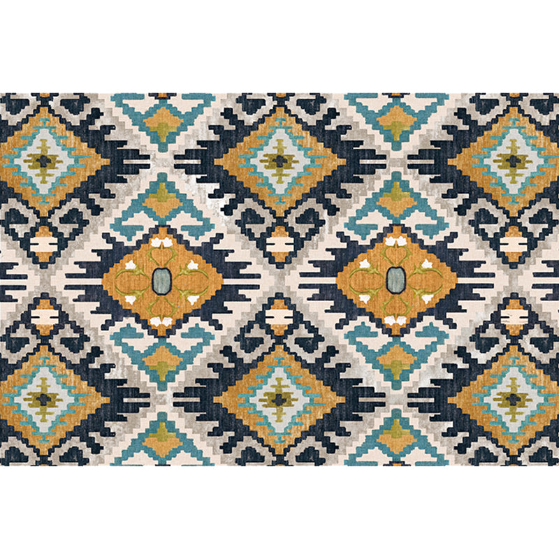 Traditional Tribal Flower Pattern Rug Multicolor Moroccan Rug Polyester Pet Friendly Non-Slip Backing Washable Area Rug for Living Room Clearhalo 'Area Rug' 'Moroccan' 'Rugs' Rug' 1766513