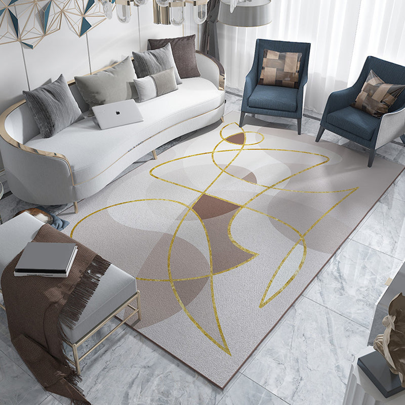 Novelty Abstract Rug Grey and Khaki Polyester Rug Washable Pet Friendly Non-Slip Area Rug for Living Room Gold Clearhalo 'Area Rug' 'Modern' 'Rugs' Rug' 1766523