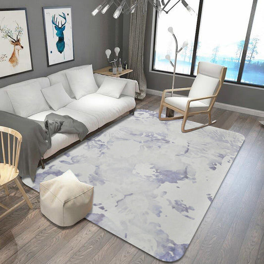 Oriental Abstract Rug Multicolor Polyester Rug Washable Pet Friendly Non-Slip Area Rug for Living Room Purple