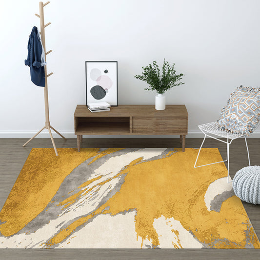 Modernist Watercolor Pattern Rug Blue and Yellow Polyester Rug Non-Slip Backing Washable Pet Friendly Carpet for Bedroom Yellow Clearhalo 'Area Rug' 'Rugs' 'Shabby Chic' Rug' 1766553