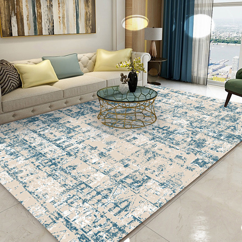 Shabby Chic Tribal Pattern Rug Blue Polyester Rug Washable Pet Friendly Anti-Slip Carpet for Living Room Blue Clearhalo 'Area Rug' 'Rugs' 'Shabby Chic' Rug' 1766567