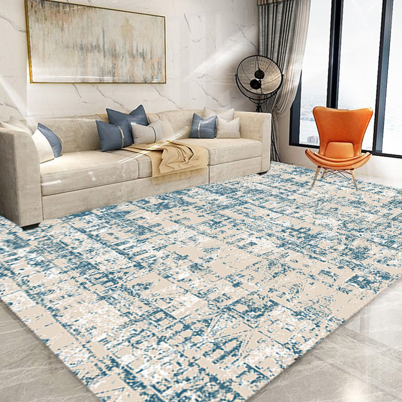 Shabby Chic Tribal Pattern Rug Blue Polyester Rug Washable Pet Friendly Anti-Slip Carpet for Living Room Clearhalo 'Area Rug' 'Rugs' 'Shabby Chic' Rug' 1766568
