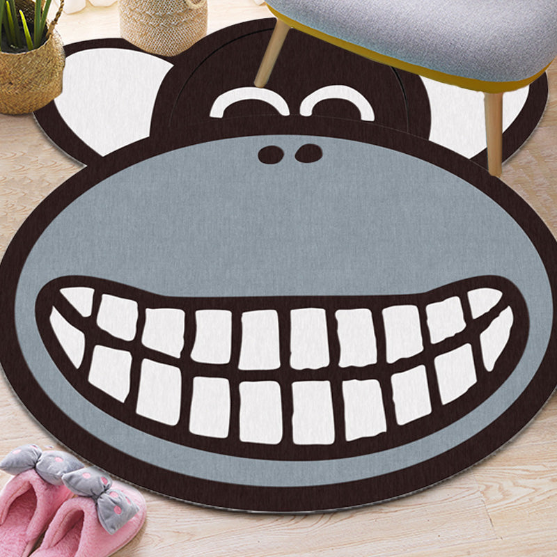 Grey Chimpanzee Pattern Rug Polyester Kids Rug Washable Anti-Slip Pet Friendly Area Rug for Children's Room Grey Clearhalo 'Area Rug' 'Rug' 1766575