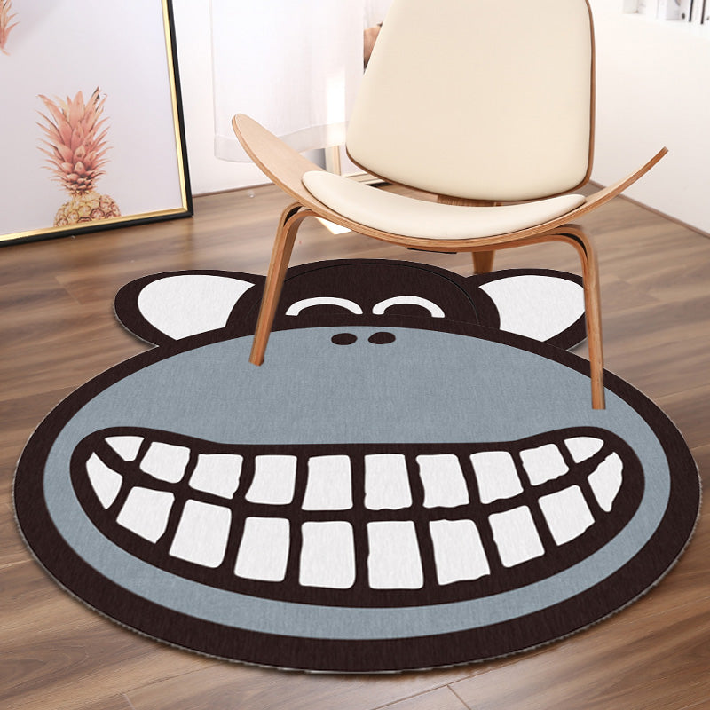 Grey Chimpanzee Pattern Rug Polyester Kids Rug Washable Anti-Slip Pet Friendly Area Rug for Children's Room Clearhalo 'Area Rug' 'Rug' 1766576