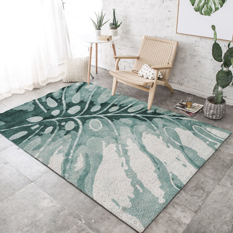Novelty Leaf Pattern Rug Green and Grey Polyester Rug Washable Pet Friendly Non-Slip Area Rug for Living Room Green Clearhalo 'Area Rug' 'Modern' 'Rugs' Rug' 1766590