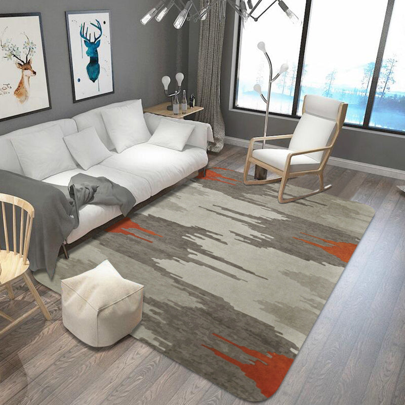 Unusual Abstract Rug Grey Industrial Rug Polyester Pet Friendly Non-Slip  Backing Washable Area Rug for Living Room