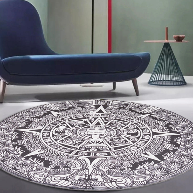 Vintage Floral Pattern Rug Blue and Black Polyester Rug Washable Pet Friendly Non-Slip Area Rug for Living Room Clearhalo 'Area Rug' 'Rugs' 'Southwestern' Rug' 1766616