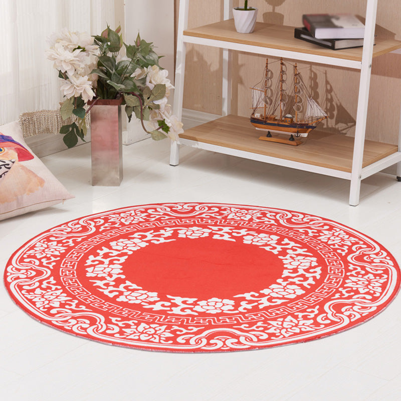Vintage Floral Pattern Rug Blue and Black Polyester Rug Washable Pet Friendly Non-Slip Area Rug for Living Room Red Clearhalo 'Area Rug' 'Rugs' 'Southwestern' Rug' 1766623