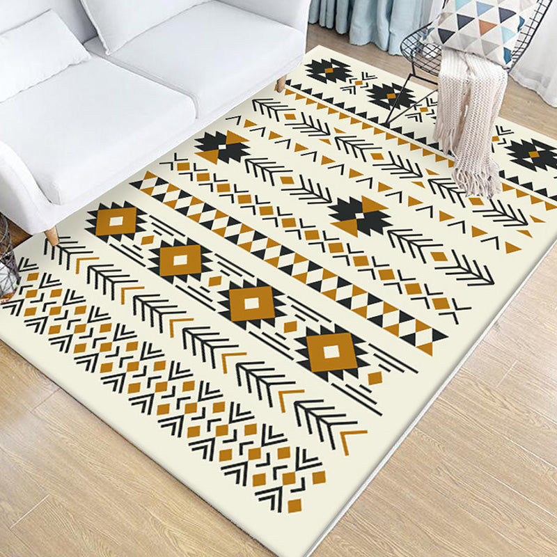Tribal Geometric Pattern Rug Brown and Green Polyester Rug Washable Pet Friendly Anti-Slip Carpet for Living Room Yellow Clearhalo 'Area Rug' 'Rugs' 'Southwestern' Rug' 1766629