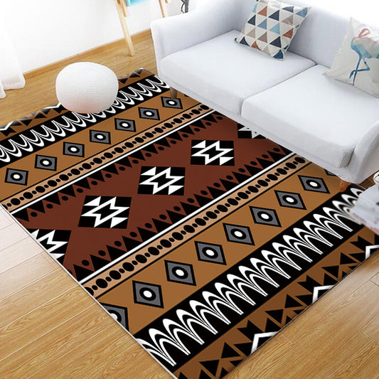 Tribal Geometric Pattern Rug Brown and Green Polyester Rug Washable Pet Friendly Anti-Slip Carpet for Living Room Coffee Clearhalo 'Area Rug' 'Rugs' 'Southwestern' Rug' 1766636