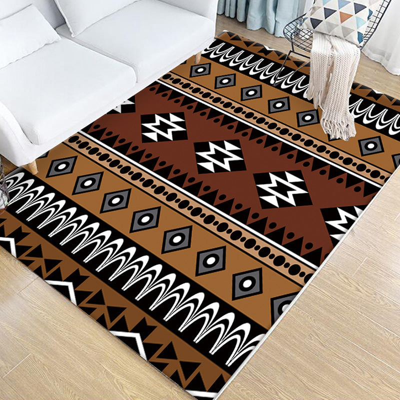 Tribal Geometric Pattern Rug Brown and Green Polyester Rug Washable Pet Friendly Anti-Slip Carpet for Living Room Clearhalo 'Area Rug' 'Rugs' 'Southwestern' Rug' 1766637