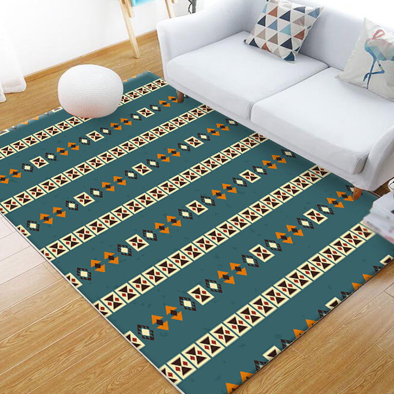 Tribal Geometric Pattern Rug Brown and Green Polyester Rug Washable Pet Friendly Anti-Slip Carpet for Living Room Clearhalo 'Area Rug' 'Rugs' 'Southwestern' Rug' 1766639