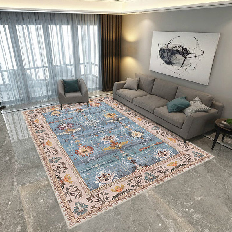 Vintage Medallion Pattern Rug Multicolor Polyester Rug Washable Pet Friendly Anti-Slip Carpet for Living Room Blue Clearhalo 'Area Rug' 'Rugs' 'Shabby Chic' Rug' 1766653