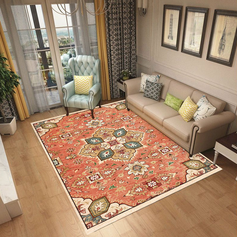 Vintage Medallion Pattern Rug Multicolor Polyester Rug Washable Pet Friendly Anti-Slip Carpet for Living Room Yellow-Red Clearhalo 'Area Rug' 'Rugs' 'Shabby Chic' Rug' 1766656